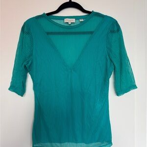 New Ted Baker Turquoise Sheer Blouse